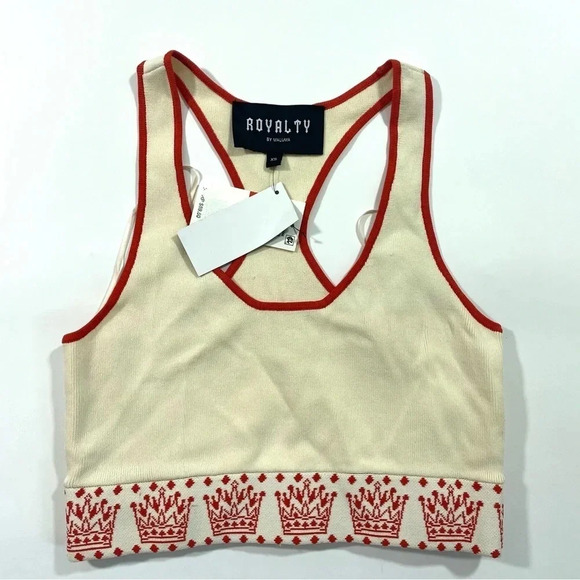 Royalty By Maluma Racerback Crop Printed Sleeveless Tank Top XS - Picture 2 of 7